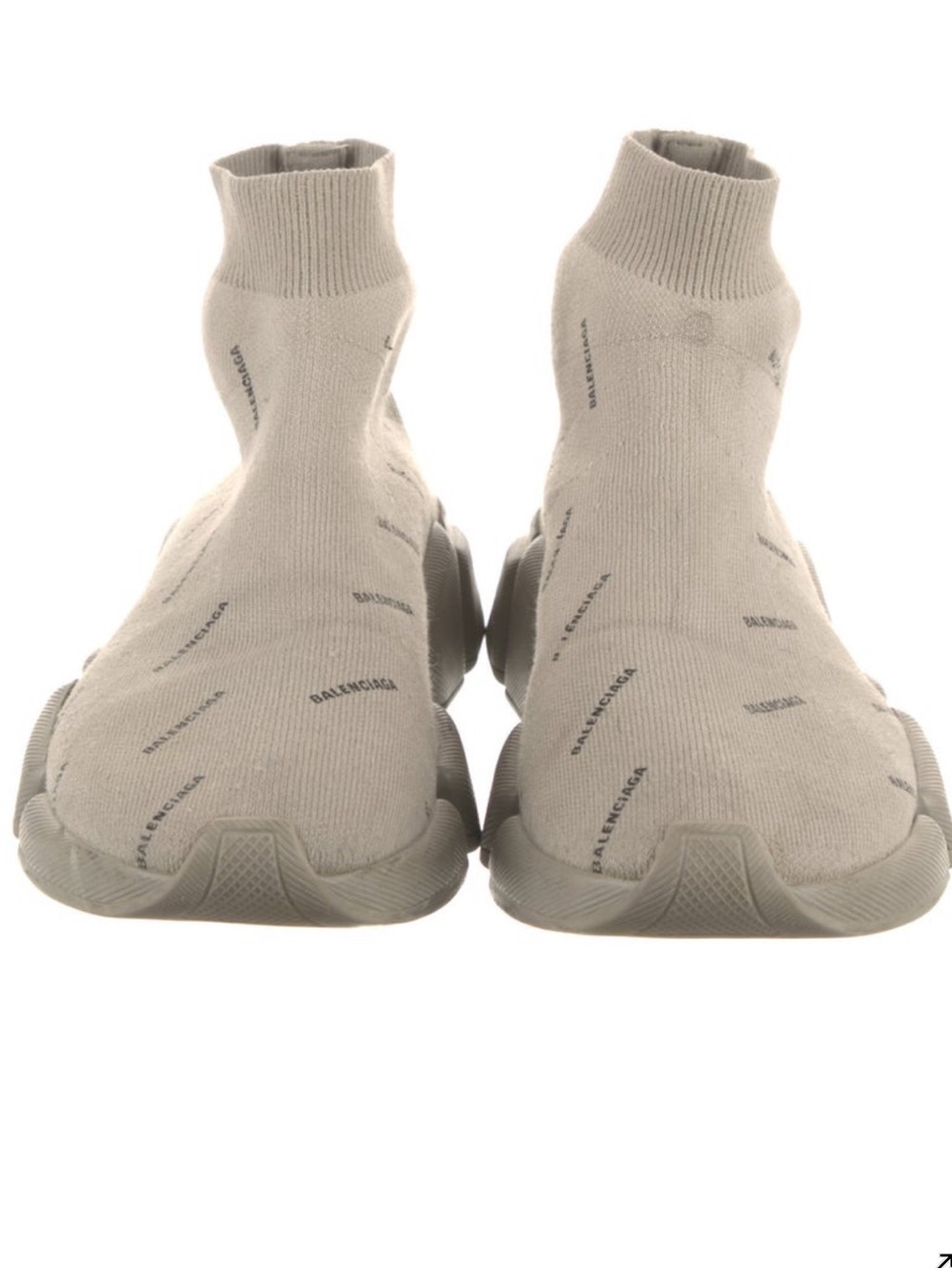 Balenciaga Beige Knit Sock Sneaker with Subtle Logo